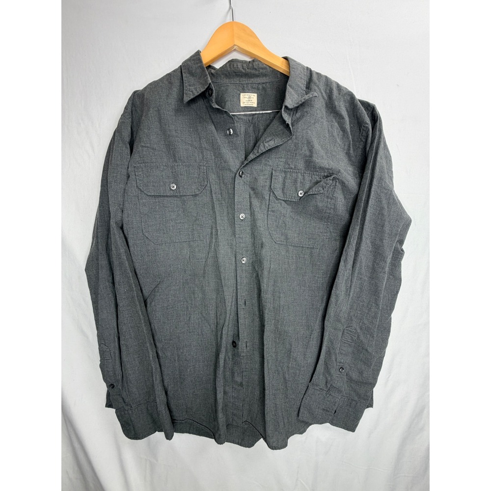 J.Crew Button Down Shirt XXL Gray 2-Ply Cotton Long Sleeve Chest Pockets